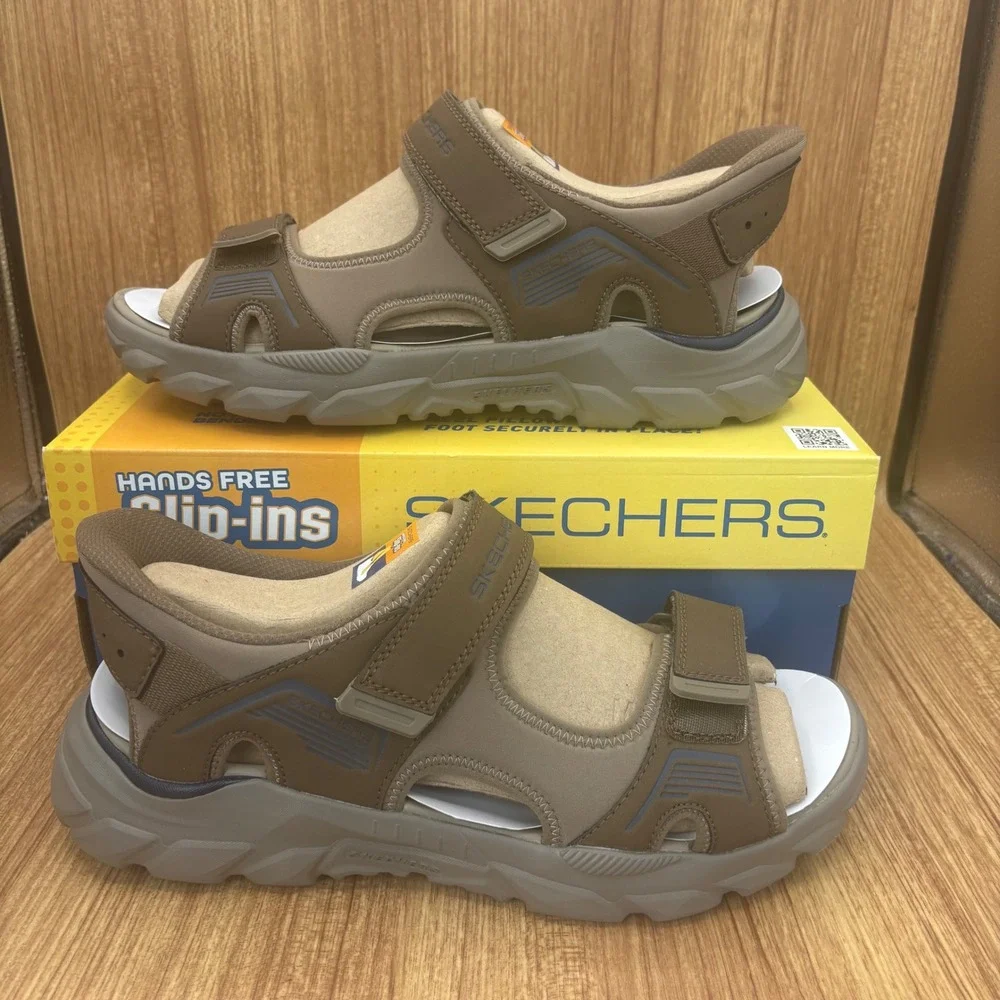 New Skechers Santoro SD-Craken Sandals Mens 12 Brown Hands Free Slip-ins 205812